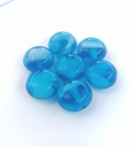 Perles palet rond en verre Bleu 15mm x10