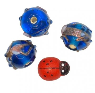 Perles rondes indiennes bleu lagon 12mm x1