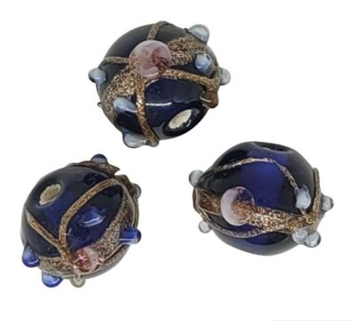 Perles rondes indiennes Bleu Marine 14mm 