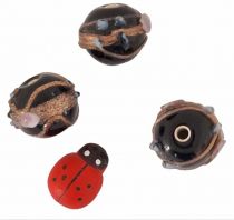 Perles rondes indiennes noir/doré 12mm x1