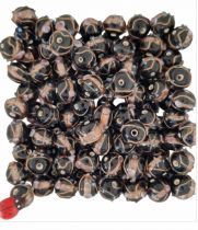 Perles rondes indiennes noir/doré 12mm x1