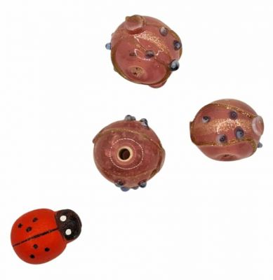 Perles rondes indiennes Rose 14mm x1