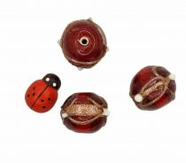 Perles rondes indiennes rouge 14mm x1