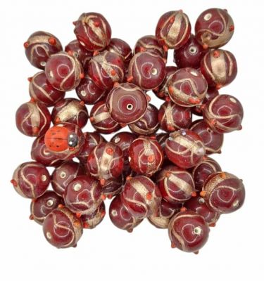 Perles rondes indiennes rouge 16mm x1