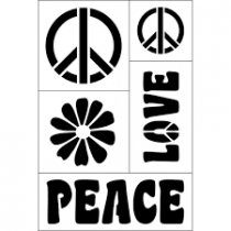 Pochoir adhésif peace and love 18x12 cm