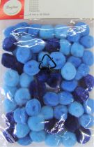 Pompons  15mm 60 pices bleu assortis