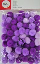 Pompons  15mm 60 pices lilas assortis