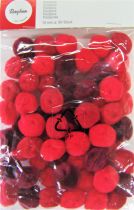 Pompons  15mm 60 pices rouge assortis