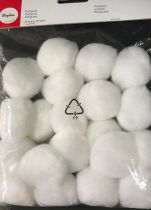 Pompons  38mm 20 pices blanc