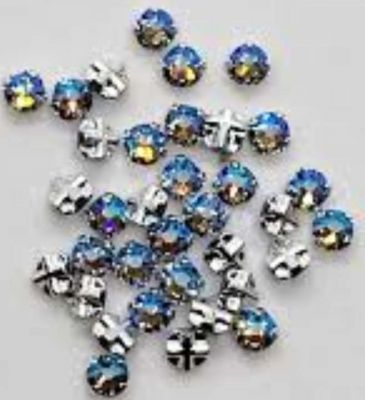 Strass plat serti 53102 Metallic blue 4mm x1 cristal Swarovski