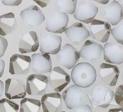 Toupie 5328 White Alabaster Metallic Silver 4mm x 50 Cristal Swarovski