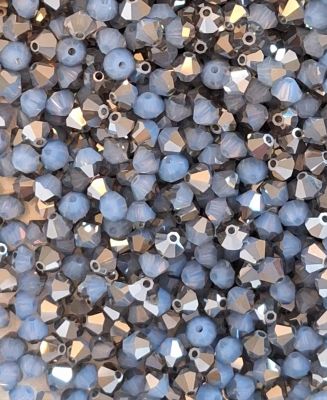 Toupie 5328 White Opal Metallic Silver 4mm x 50 Cristal Swarovski