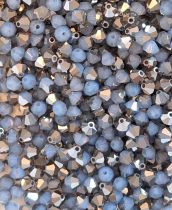 Toupie 5328 White Opal Metallic Silver 4mm x 50 Cristal Swarovski