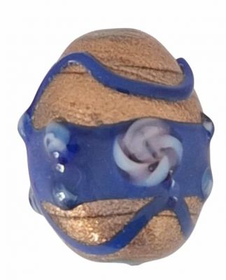 x20 Perles indiennes forme olive dor�/bleu18mm