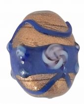 x20 Perles indiennes forme olive doré/bleu18mm