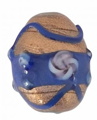 x20 Perles indiennes forme olive dor�/bleu18mm