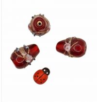 x20 Perles indiennes poire - goutte rouge 20mm