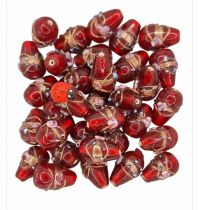 x20 Perles indiennes poire - goutte rouge 20mm