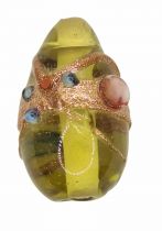 x20 Perles indiennes poire - goutte vert olive 23mm
