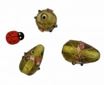 x20 Perles indiennes poire - goutte vert olive 23mm