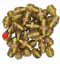 x20 Perles indiennes poire - goutte vert olive 23mm