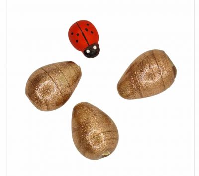 x20 Perles indiennes poire poudre dor� 20x14mm