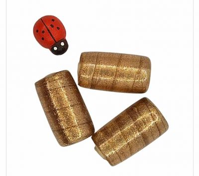 x20 Perles indiennes tube poudre dor� 21x11mm