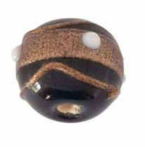 x20 Perles rondes indiennes noir et or 13mm