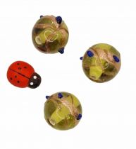 x20 Perles rondes vert olivine 14mm des indes