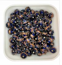 x30 Perles rondes indiennes bleu marine 10mm