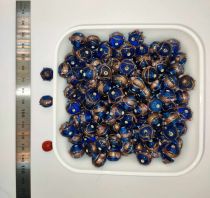 x30 Perles rondes indiennes bleues 10mm