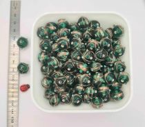 x30 Perles rondes indiennes vert émeraude 13mm