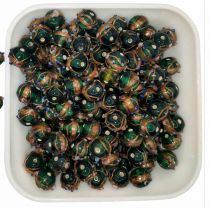 x30 Perles rondes indiennes vertes 10mm