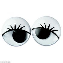 Yeux mobiles ronds avec cils 12mm x40